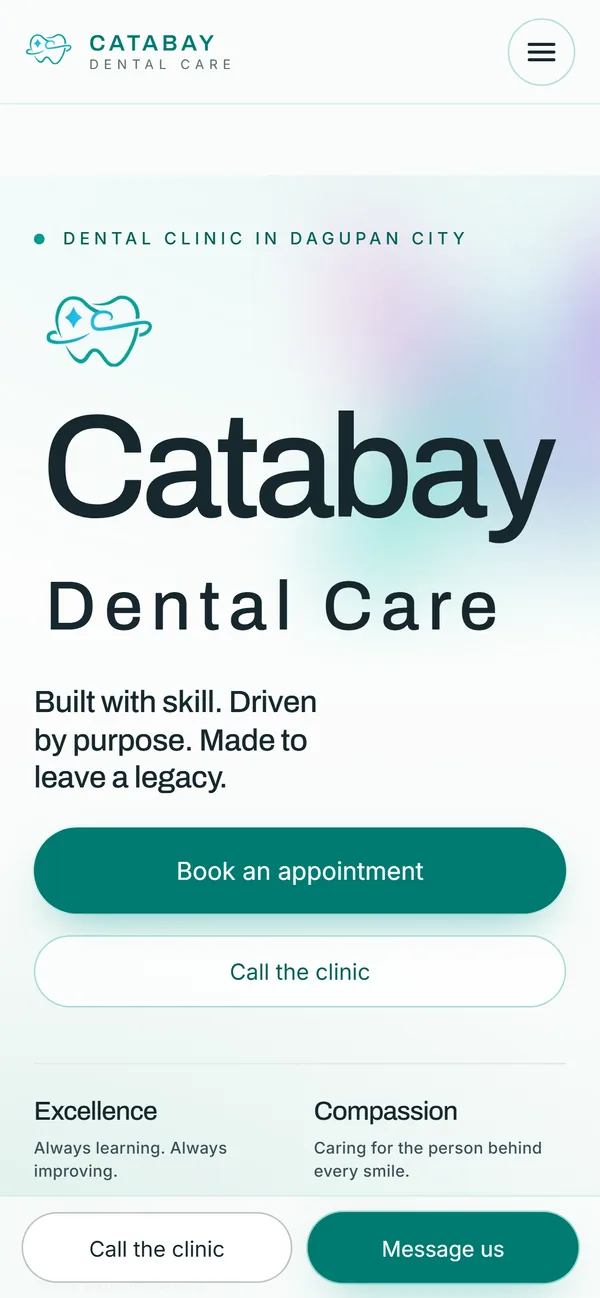 Catabay Dental Care mobile interface