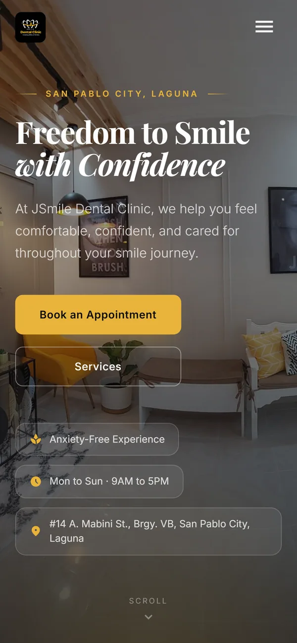 JSmile Dental Clinic mobile interface
